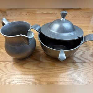 Vintage Carson Armetale pitcher and lidded sugar bowl set